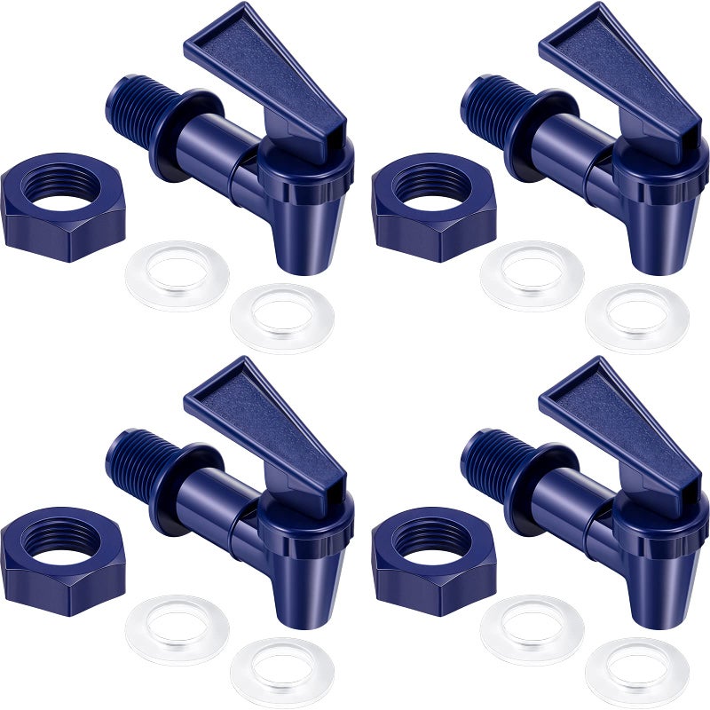 Honoson Replacement Cooler Faucet Water Bottle Jug, Dispenser Tap Set, Reusable Spigot Spout Water Beverage Lever Pour Dispenser Valve Crock Tap(Deep Blue) - Image 1